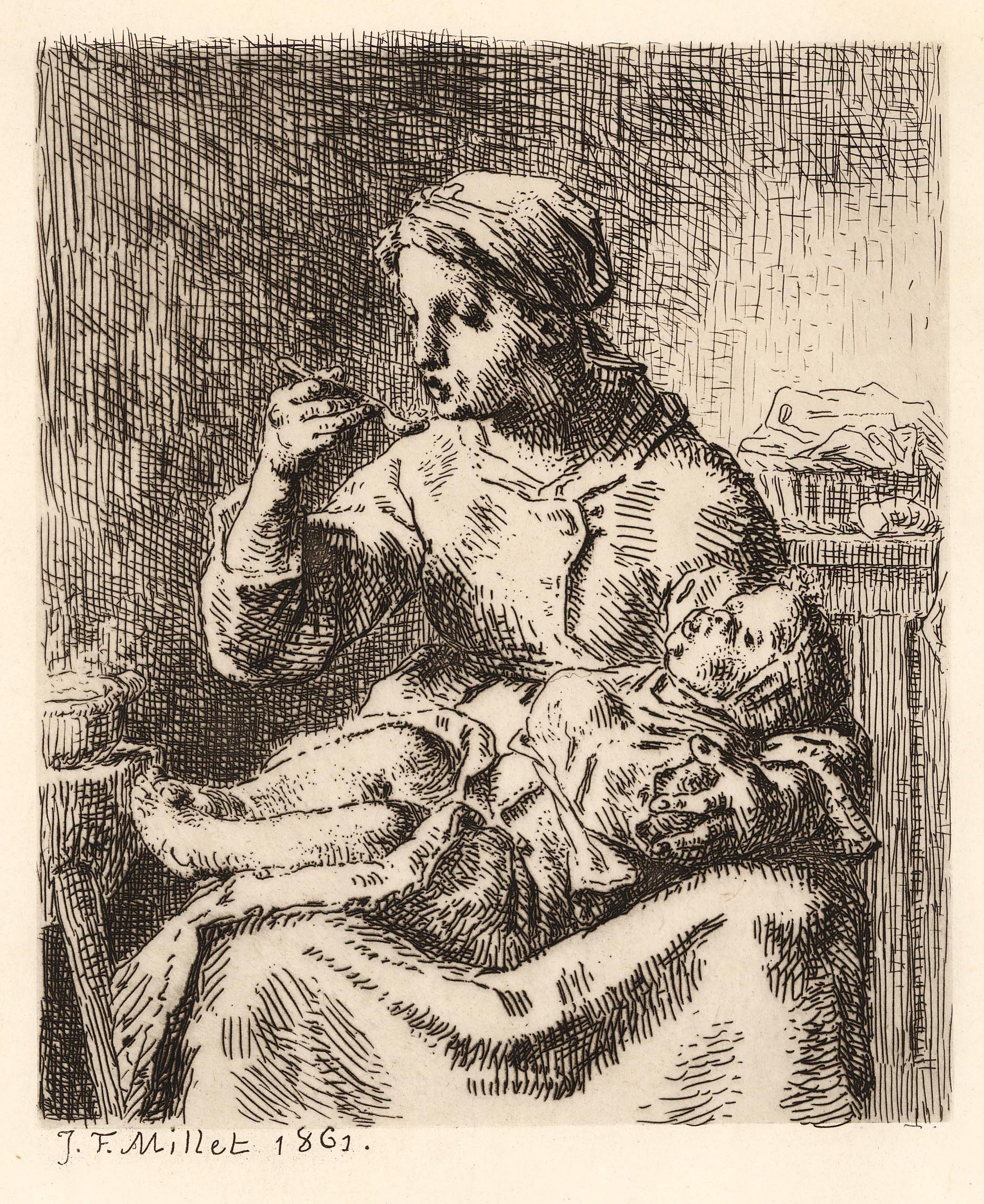 フランスの画家作者不詳(おそらくバルビゾン派)額35×40絵19×24cm 2F フランスの画家作者不詳(おそらくバルビゾン派)額35×40絵19×24cm